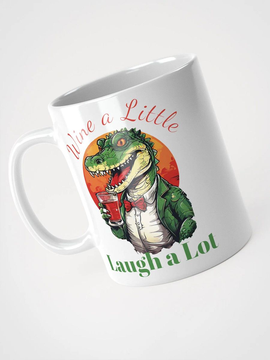 Wine a Little, Laugh a Lot - Unique Funny White Glossy Mug | Cheerful Crocodile with Wine | Perfect Gift for Wine Lovers product image (7)