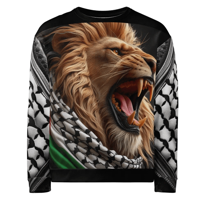 Roaring Lion Keffiyeh Unisex Sweatshirt | AI Design FREE PALESTINA product image (1)