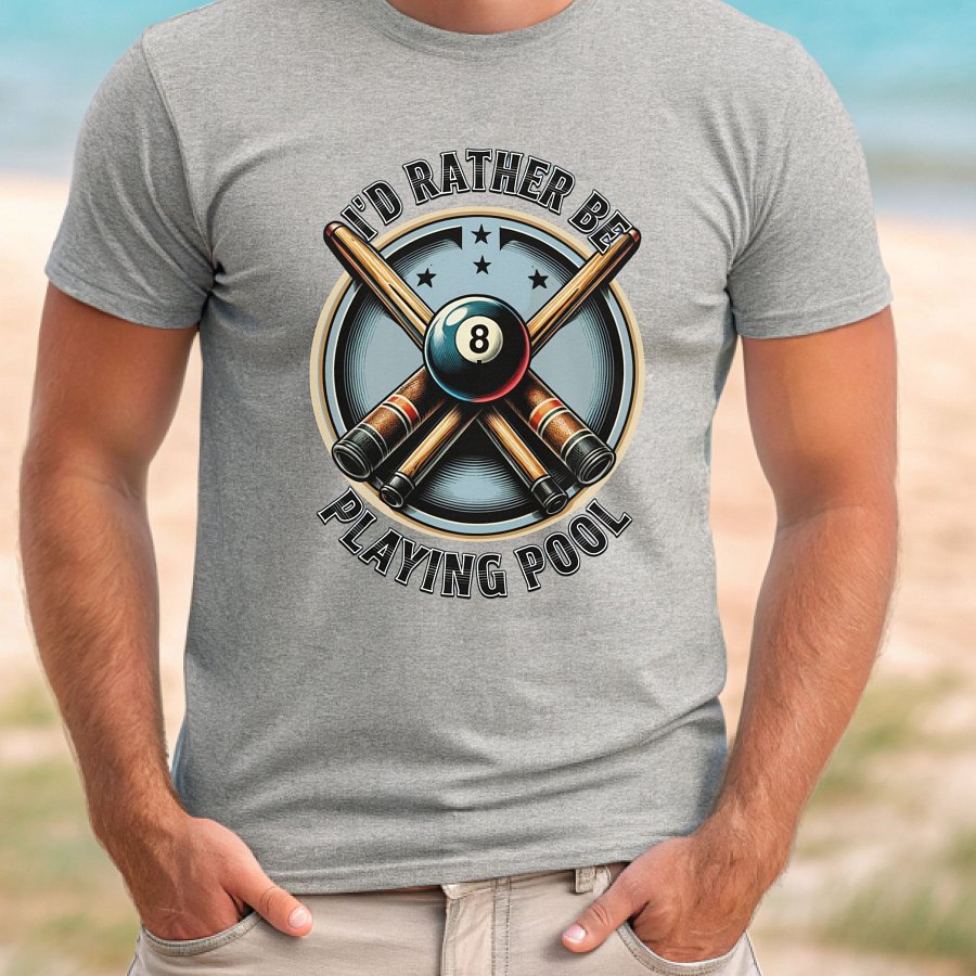 Vintage I'd Rather Be Playing Pool PNG Billiards Sublimation Design 8 Ball Pool Clipart Cue Stick Digital Download product image (5)