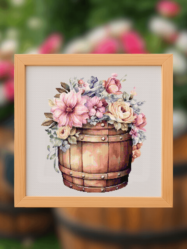 Blossom Barrel Cross Stitch Pattern product image (1)