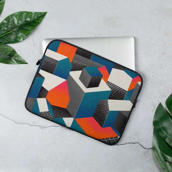 Blue/Orange Geometric Laptop Sleeve product image (2)