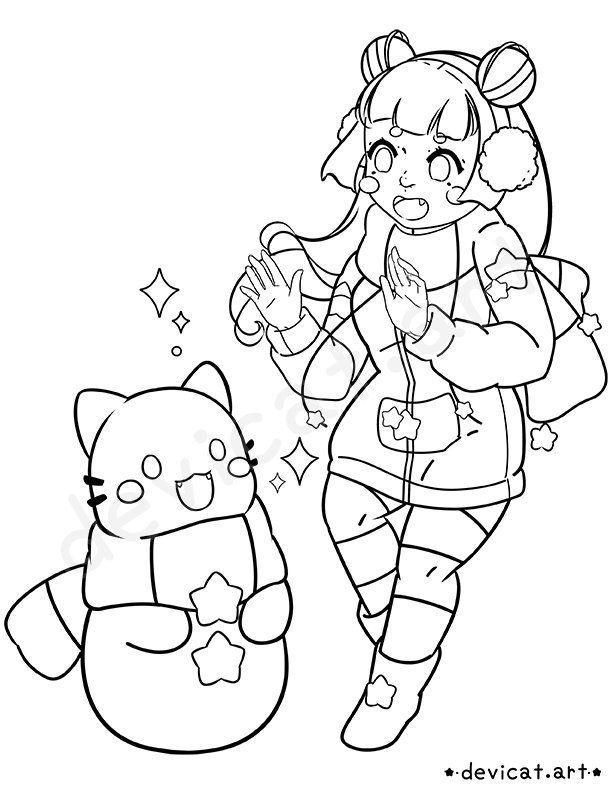 Coloring Page • CandiCat SnowGirl & SnowCat • 2025 product image (1)