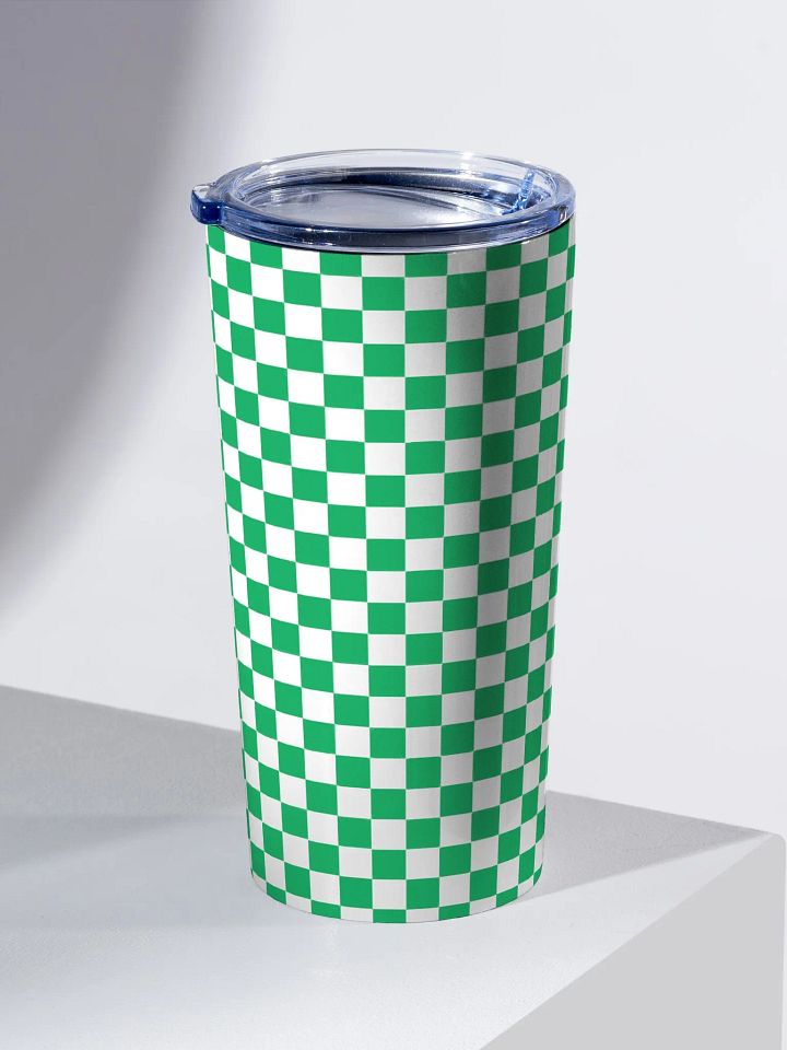 Checkered! Green and White Checkers 20 oz Stainless Steel Tumbler product image (2)