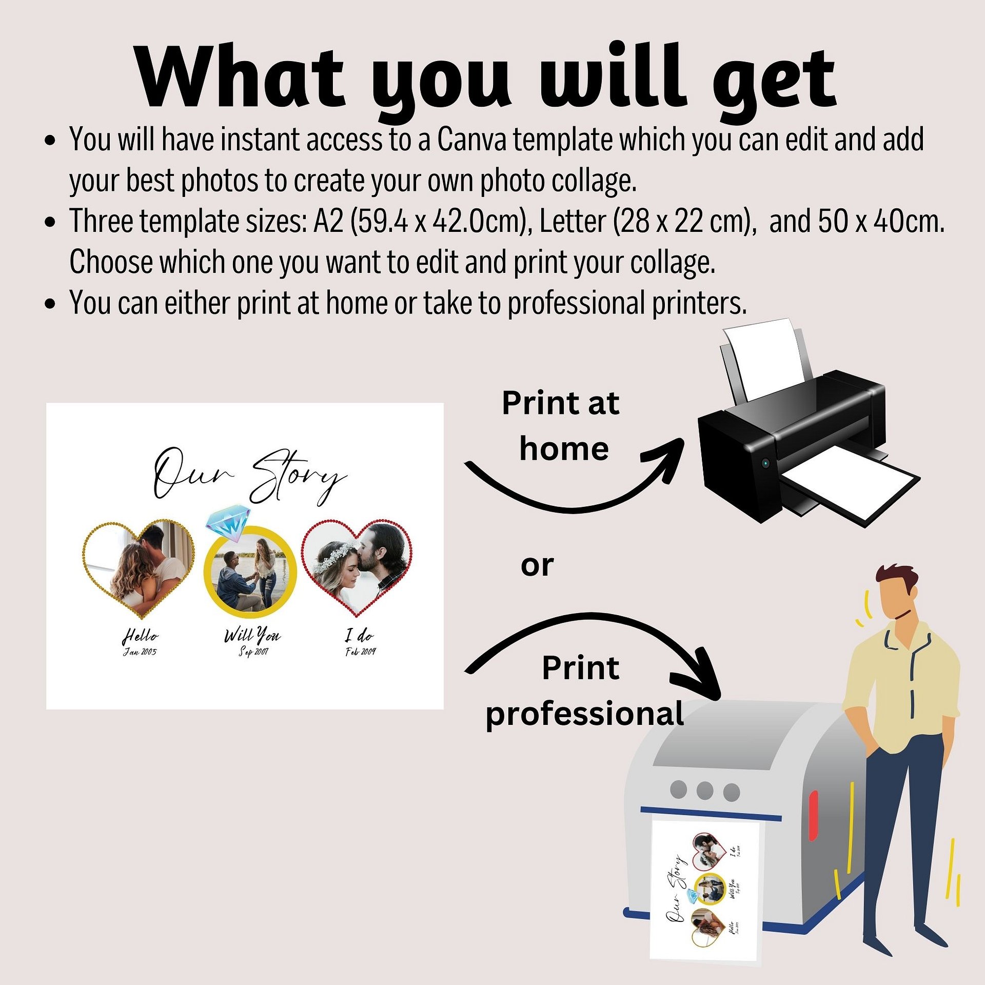Our Story, Hello will you i do, anniversary wedding gift idea, Canva Template product image (2)