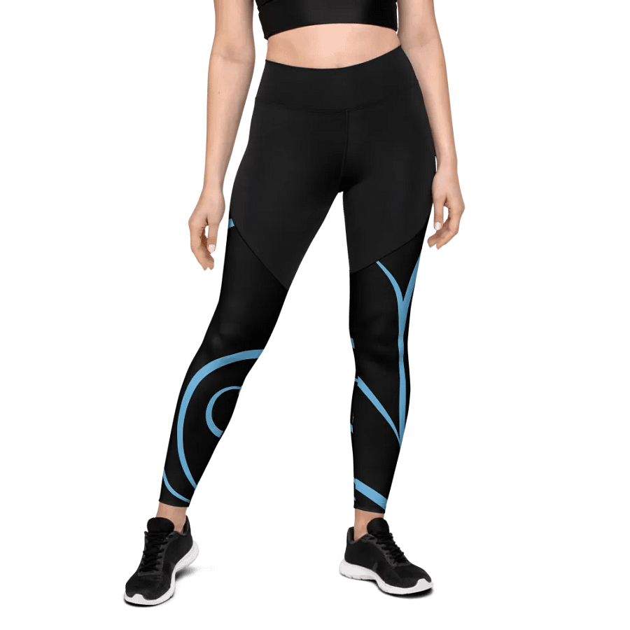Flowing Blue Flourish All-Over Print Sports Leggings product image (3)