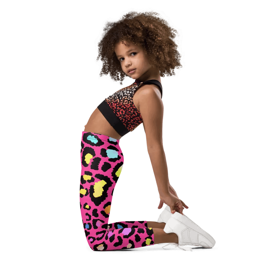 Colorful Spring Leggings for Girls with Pink Leopard print product image (5)