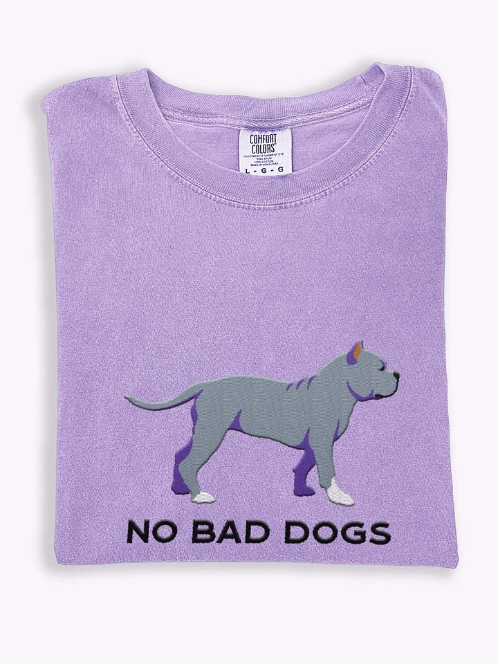 No Bad Dogs T-Shirt(Embroidered) of an American Bully(Blue) product image (1)