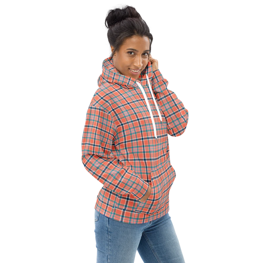 Orange Coral and Blue Plaid Hoodie product image (1)