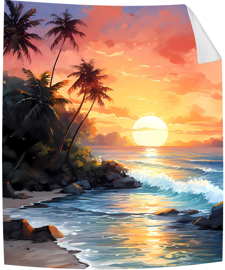 Beach Sunset Island Palm Trees Scenic Throw Blanket product image (1)