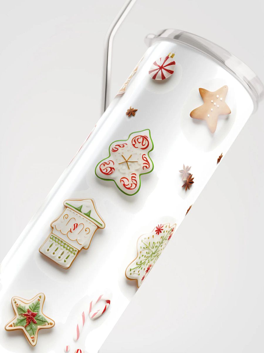 Christmas Gingerbread Skinny Tumbler with Straw, 20oz, Gingerbread, Christmas Tree, Candy Cane, Star Anise, Snow Flake, Ornaments product image (5)