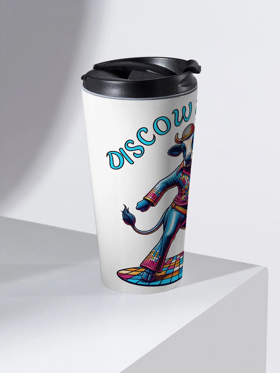 Vibrant Disco Dancing Cow Travel Mug - Perfect for On-the-Go Fun product image (2)