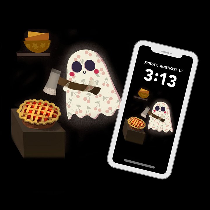 Little Ghost Cherry Pie - Digital Wallpaper for Mobile Phone product image (2)