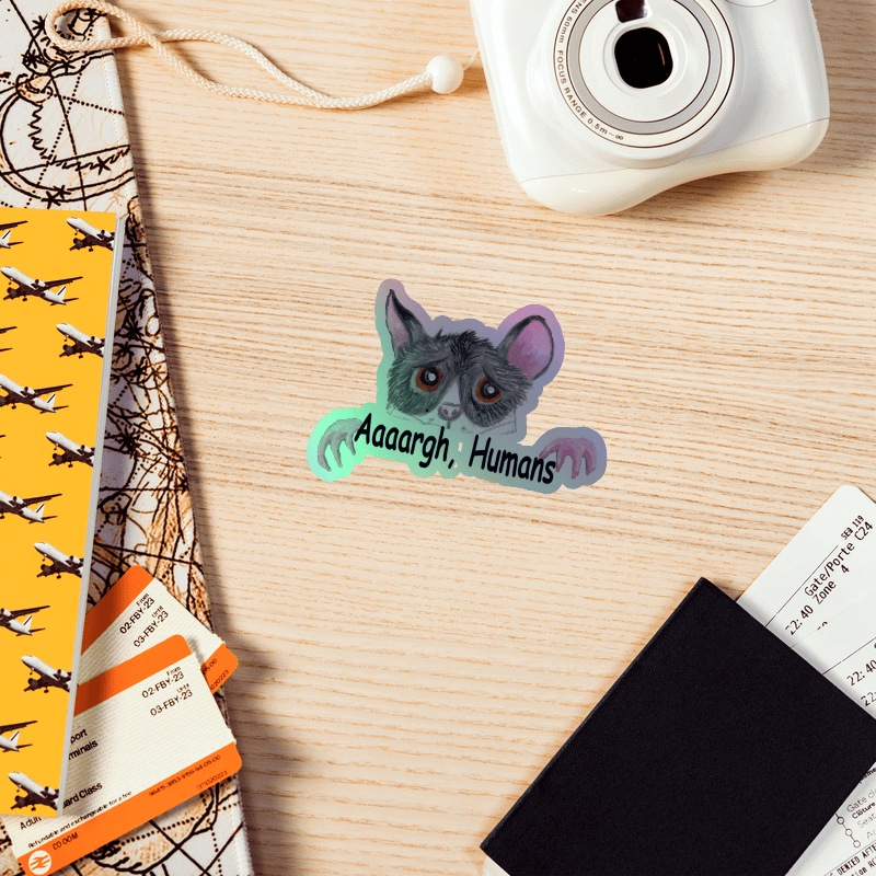 rat scared of humans Holographic sticker product image (7)