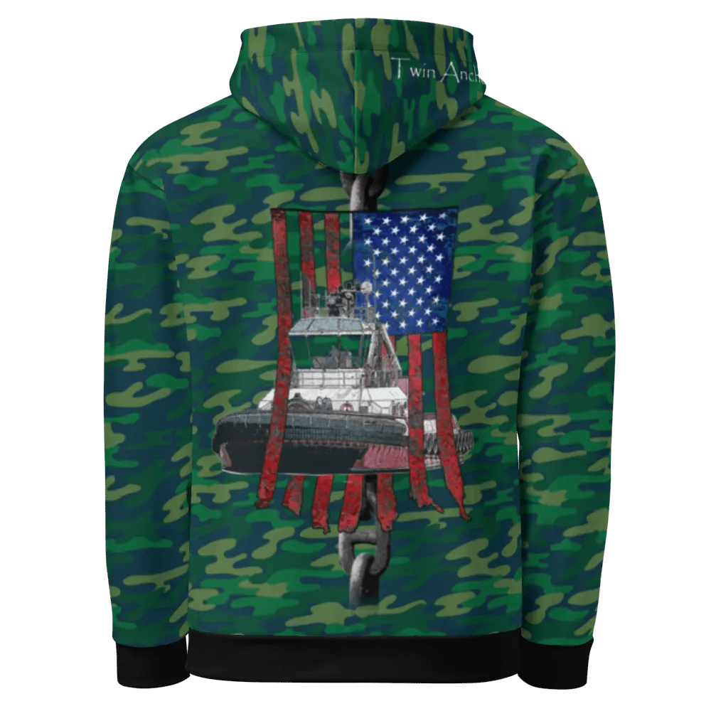 Teal Camouflage Chain Athena Tug & CE Flage Hoodie product image (1)