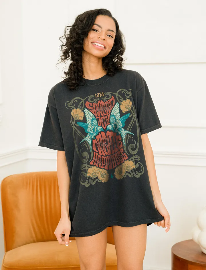 Spread Joy, Create Happiness Tee | Art Nouveau Style Motivational Aesthetic Streetwear Design product image (2)