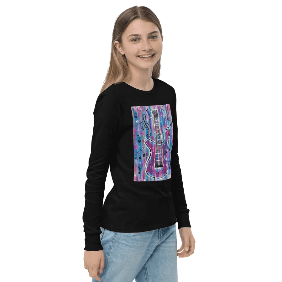 My Guitar (art by Dina R.) acrylic painting - Youth Long Sleeve T-Shirt product image (4)