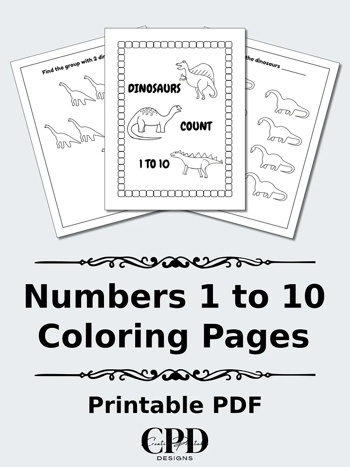 Printable Number Counting Coloring Pages - Dinosaurs Theme product image (1)