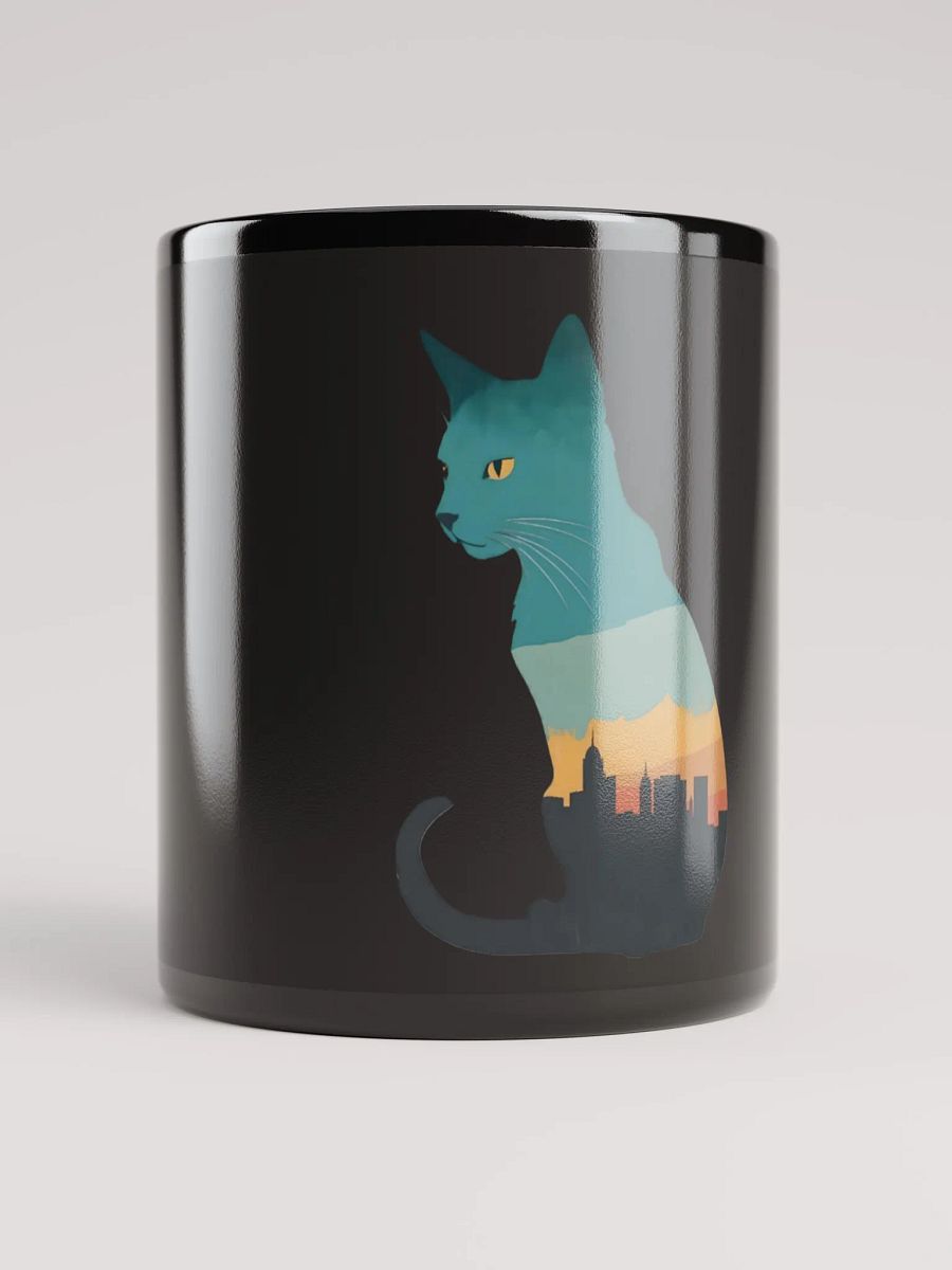 Sunset City Cat Black Glossy Mug product image (5)