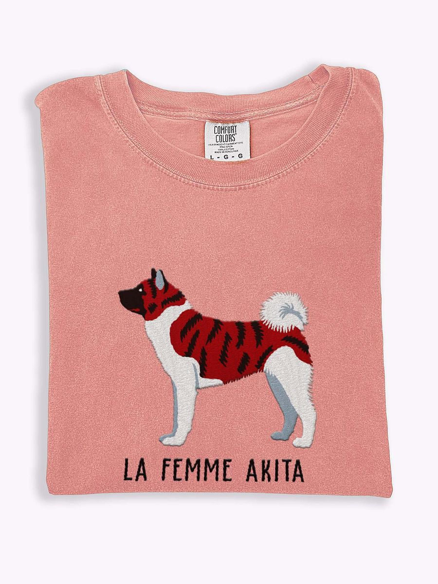 La Femme Akita T-Shirt(Embroidered) of an American Akita(Brindle) product image (1)