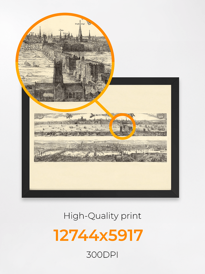 London 1616 vs 1890 Framed Poster Print – Dual-Era Hand-Drawn City Panoramas product image (2)