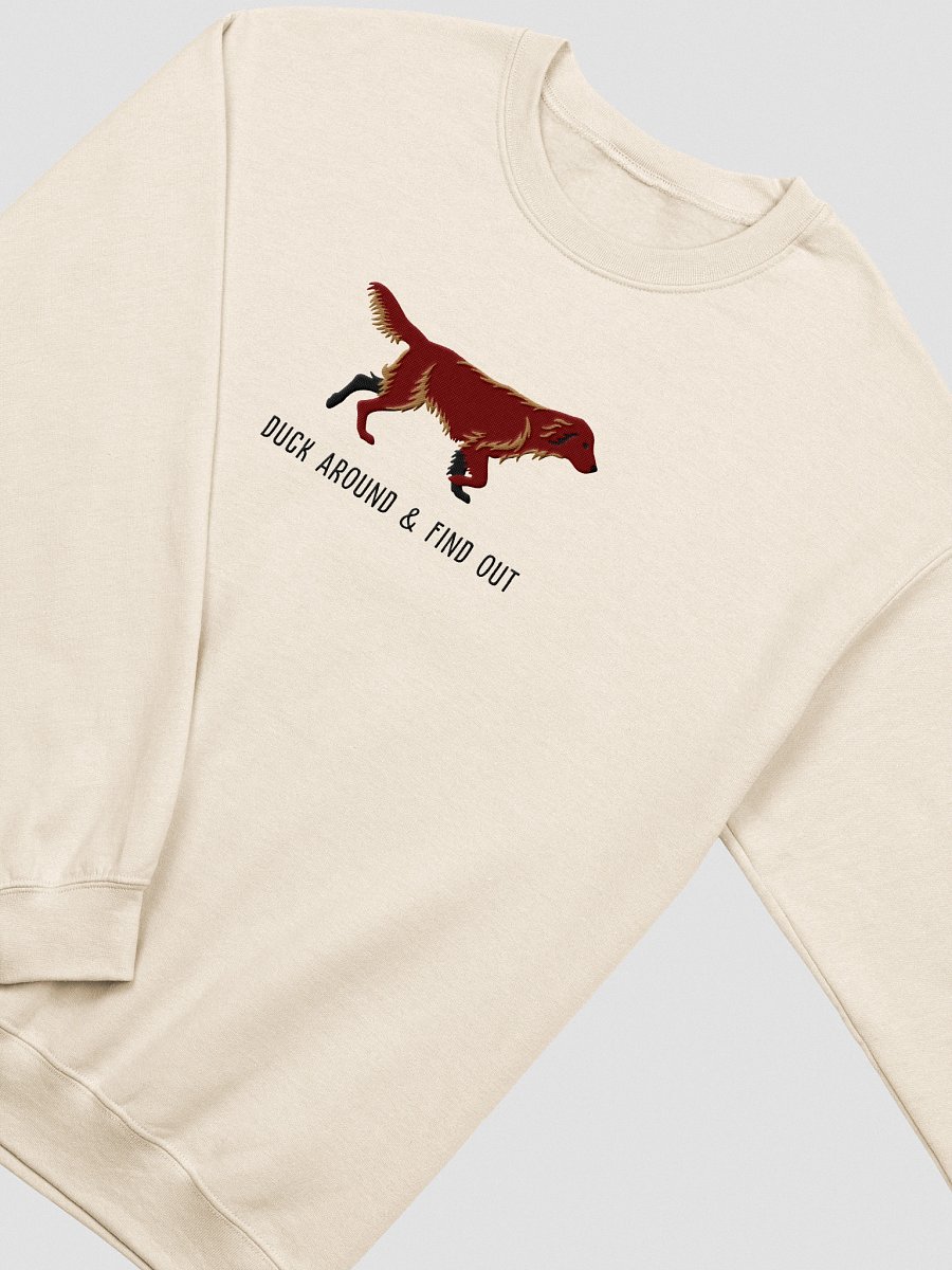 Duck Around and Find Out Sweatshirt (Embroidered) of a Flat Coated Retriever(Chocolate) product image (3)