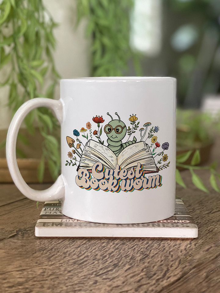 Cutest Bookworm Mug – Whimsical Book Lover Gift product image (1)