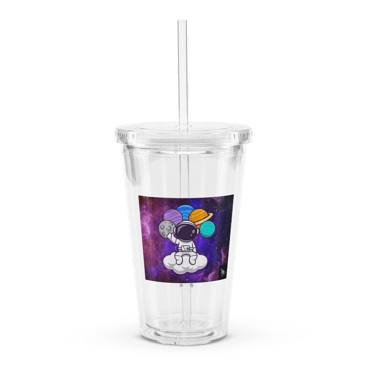 BL Astronaut Galaxy Solar System Double Wall Clear Plastic Tumbler (16 oz) product image (1)