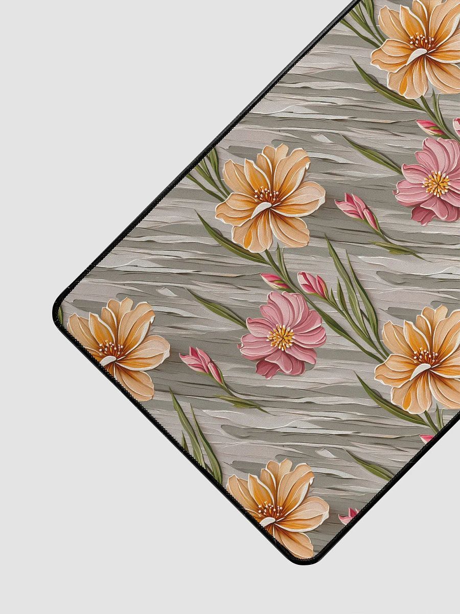 Desk Mat (31.5x15.5 inches) - Painted Flowers in Shades of Yellow and Pink product image (3)