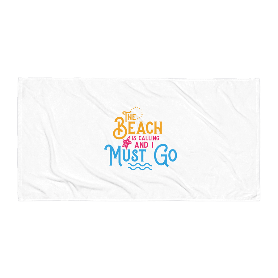 The Beach Is Calling Towel – Fun Summer Quote, Soft & Absorbent Cotton Terry Back product image (1)
