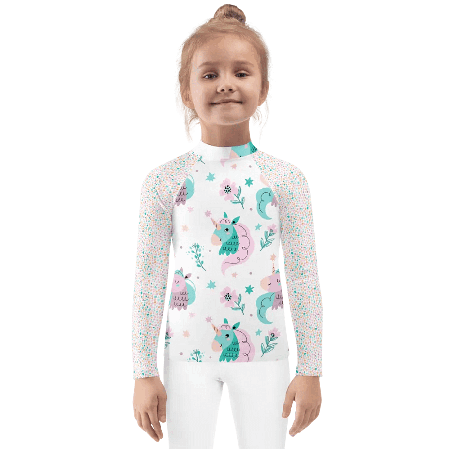 Unicorn Summer Vibes Polka Dot Rash Guard For Kids product image (1)