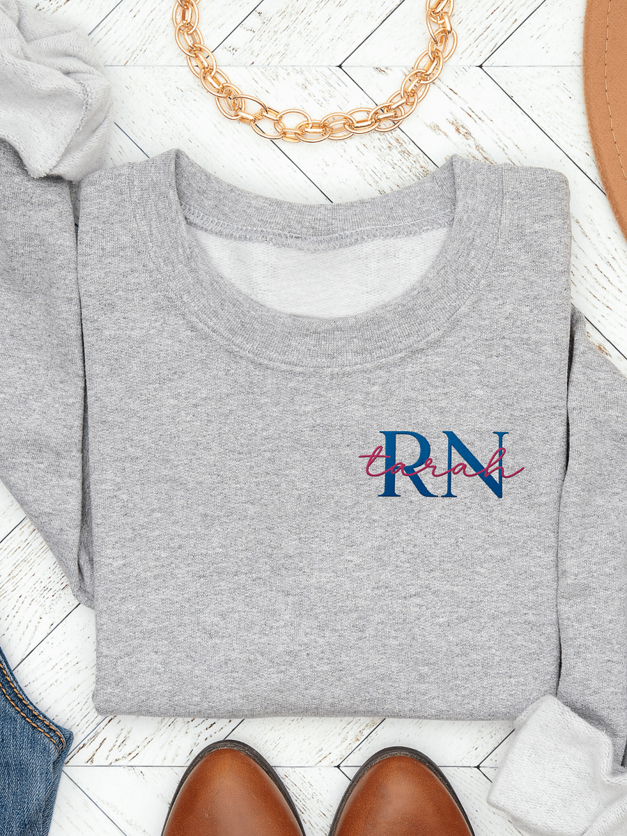 Personalized Embroidered Monogram RN Sweatshirt product image (2)