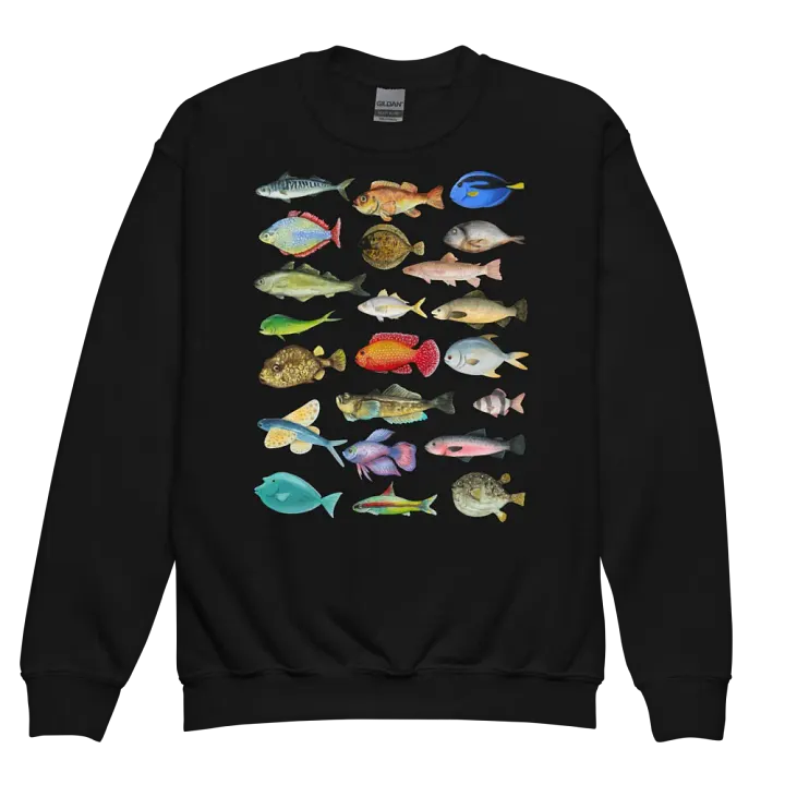 Aquatic Adventures Fish Collage Youth Crewneck Sweatshirt product image (1)