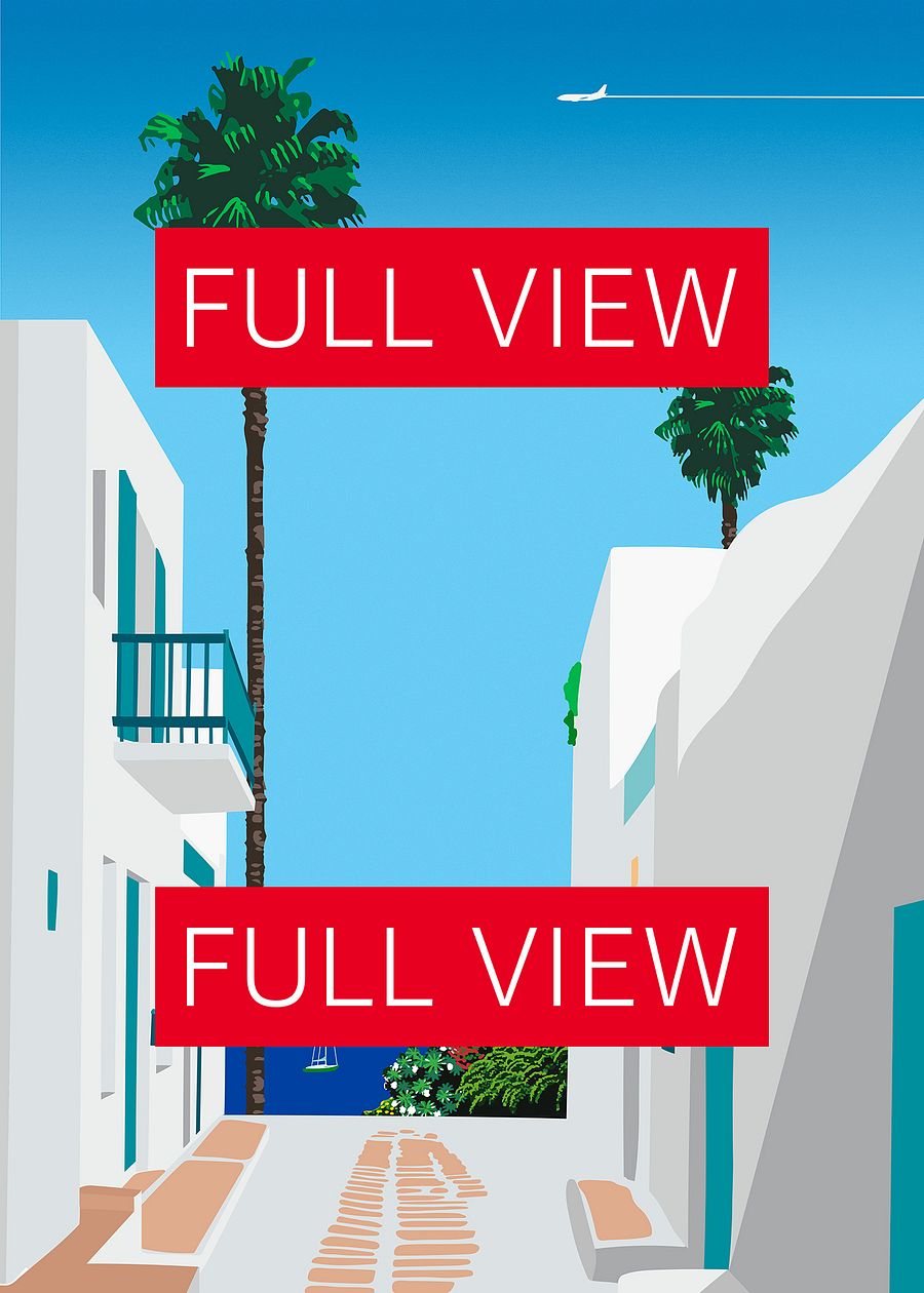 Santorini, Greece — City Pop art, retrowave/vaporwave poster, 80s, aesthetic poster, Hiroshi Nagai inspired art, minimalist poster product image (4)