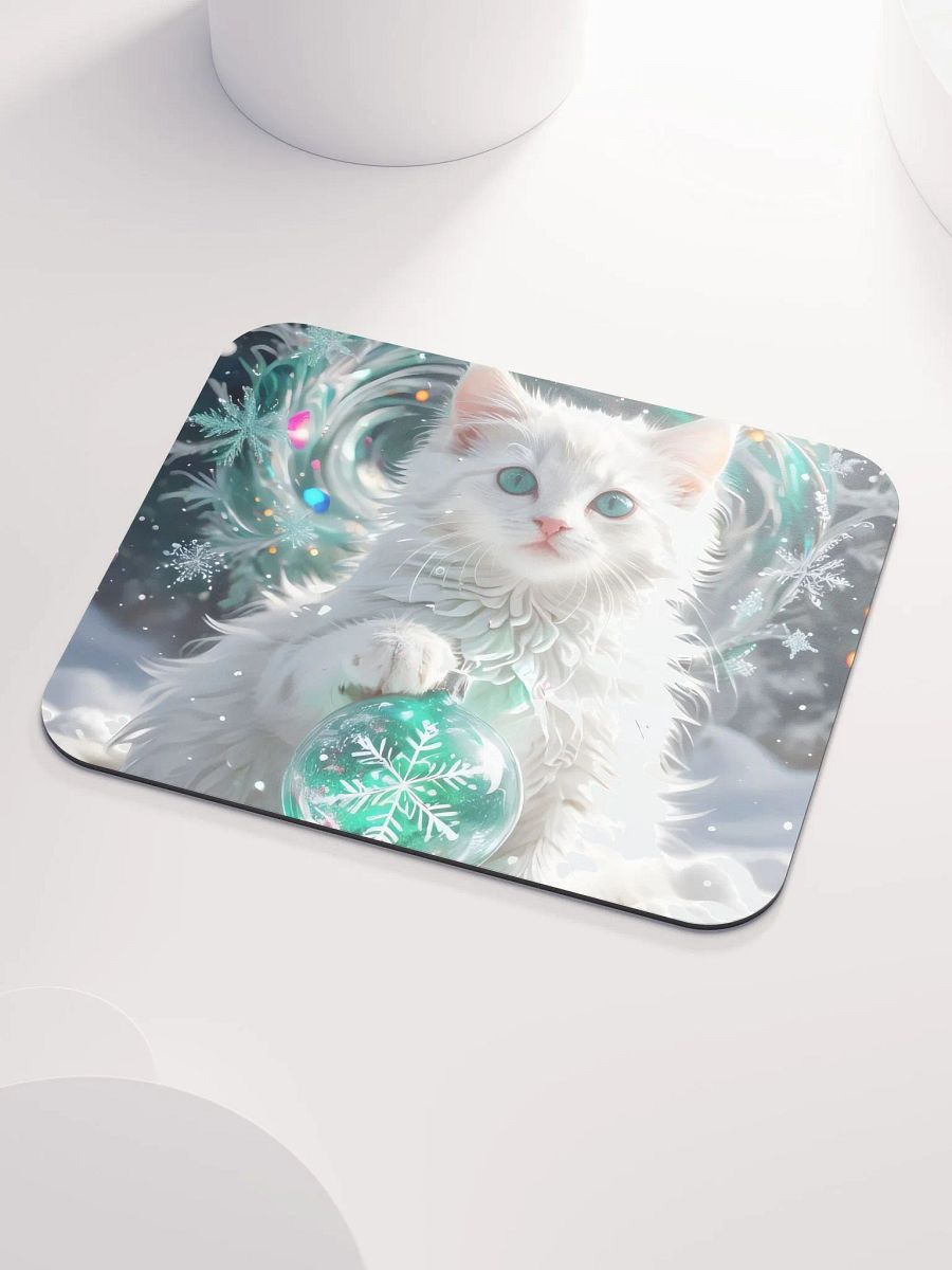 White Kitten with Snowflake Ornament Mouse Pad product image (4)