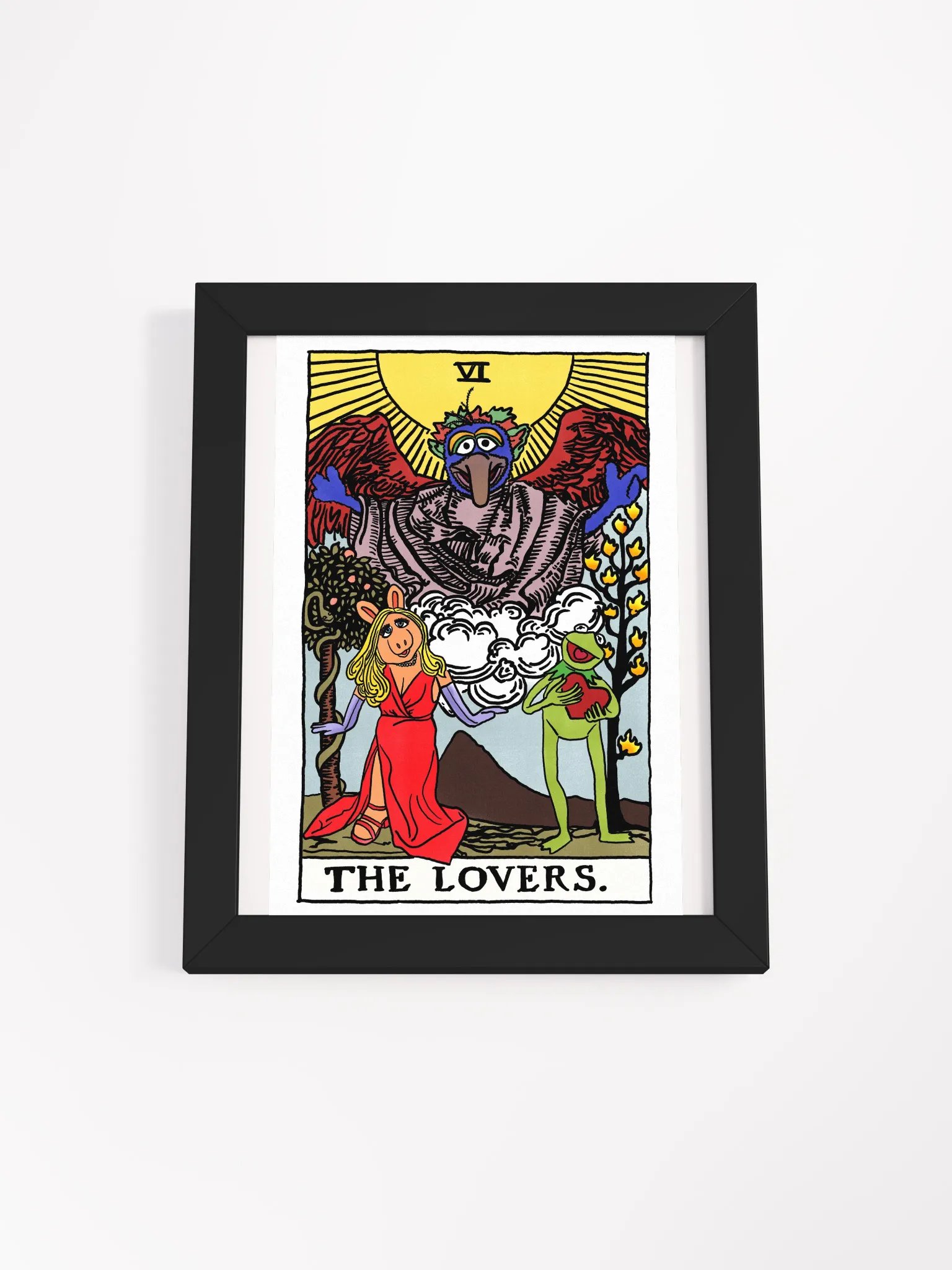 Piggy and Kermit Lovers Tarot Card Framed Print product image (1)