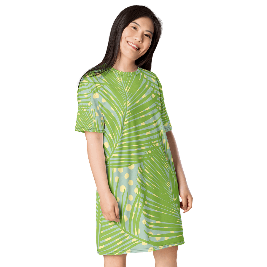 Oversized Lime Green Tropical Print T-Shirt Dress product image (4)