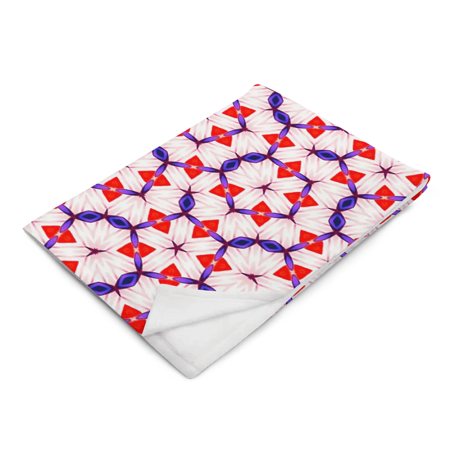Red White & Blue Floral Throw Blanket product image (4)