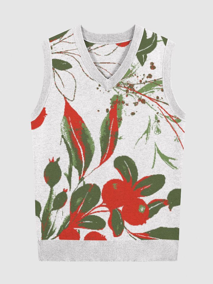 Holly Berry Knit V-Neck Vest (Exclusive) product image (1)