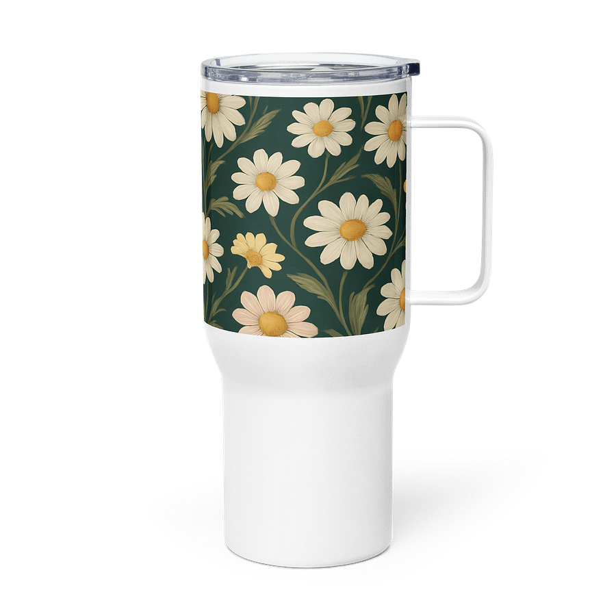 Daisy Bloom Travel Mug with Handle – 25oz / 40oz Floral Coffee Tumbler product image (4)