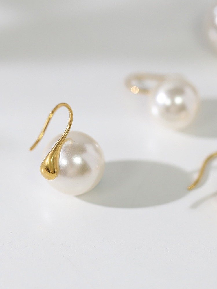 Classic Pearl Drop Hook Earrings | 18K Gold Plated product image (6)