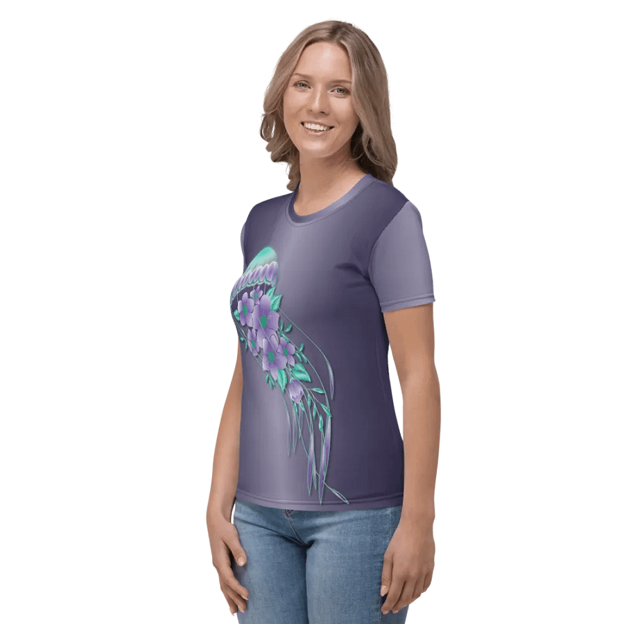 Tropical Floral Jellyfish All Over Print T-shirt product image (3)