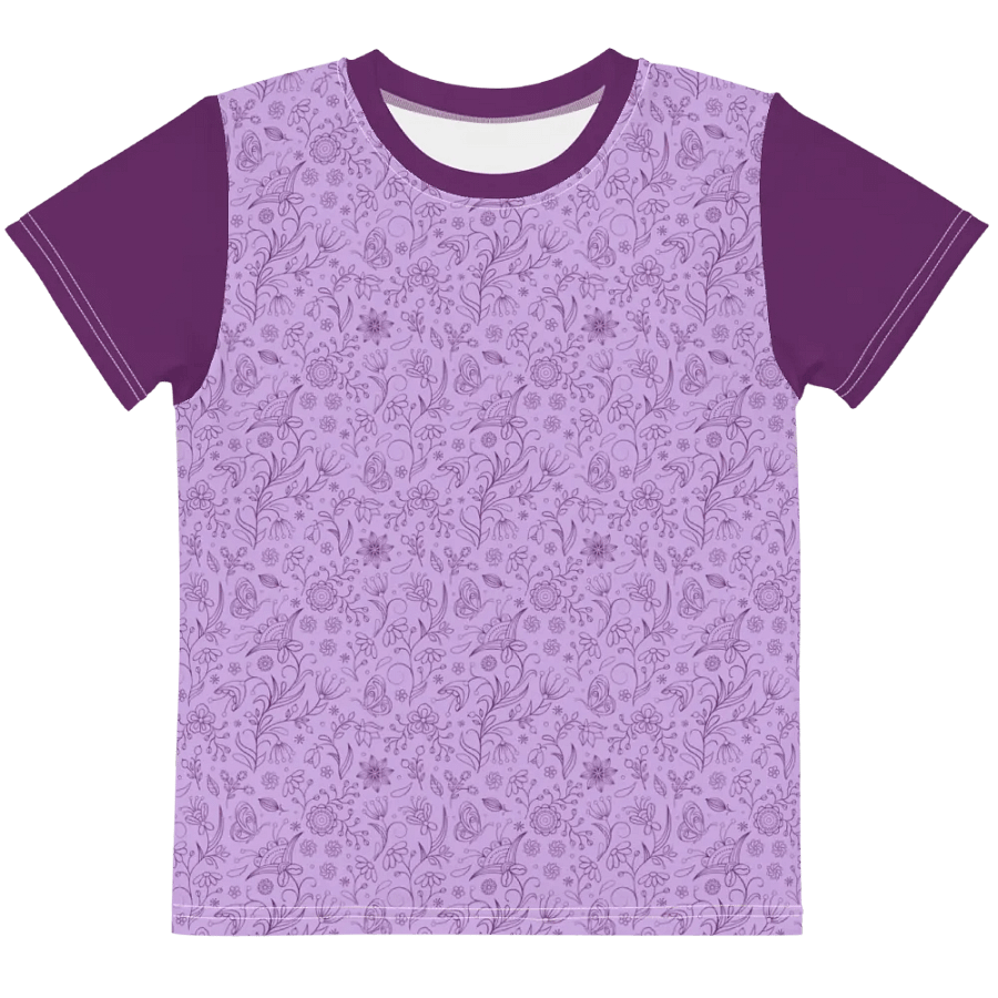 Light Purple Lilac Floral Kid's Crew neck T-shirt product image (5)