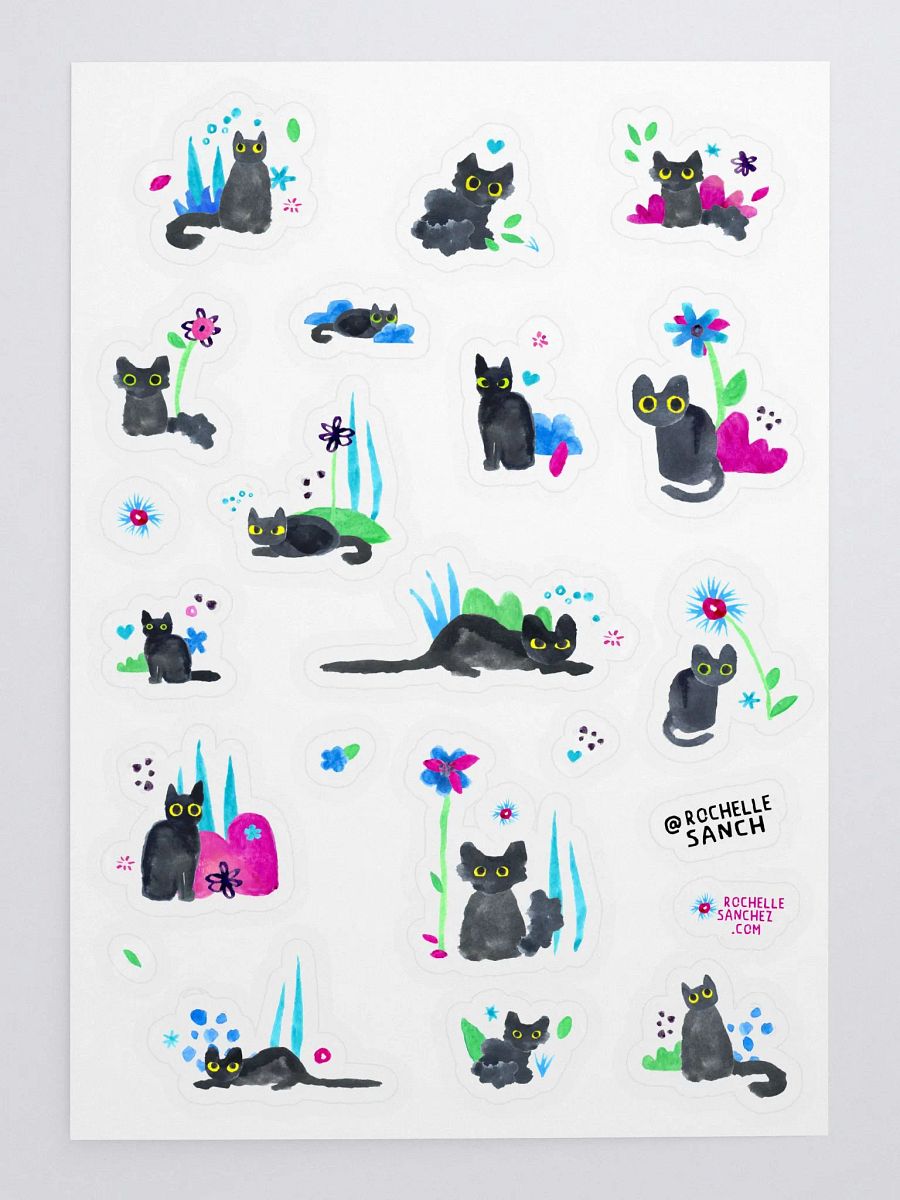 Derpy Floral Cat Sticker Sheet product image (3)
