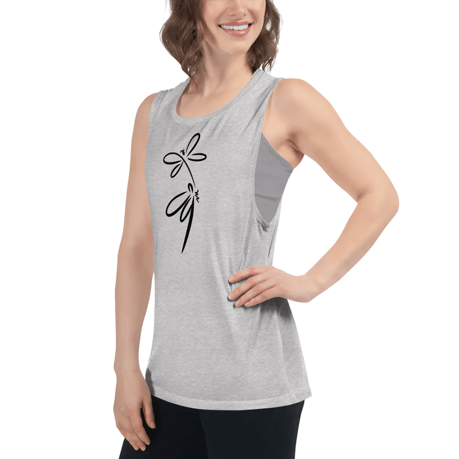womens flowy muscl tank top with stylish dragonfly design. Minimilist style. product image (23)