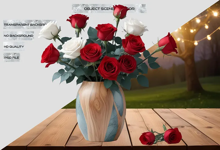 Eternal Romance – Natural Elegance Rose Vase PNG product image (2)
