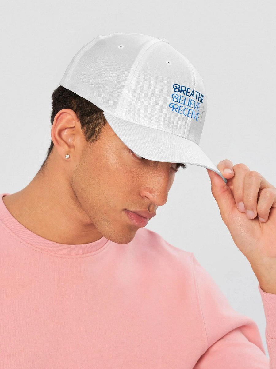 BREATHE BELIEVE RECIEVE FLEXFIT STRUCTURED FITTED CAP, INSPIRATIONAL MOTIVATIONAL, SELF-AFFIRMATION, POSITIVE VIBES, GIFT IDEA product image (44)