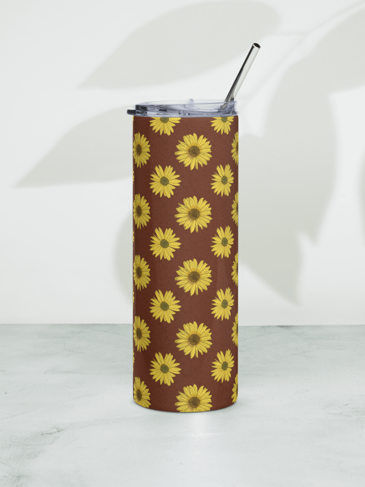 “Helianthus Sunflower Polka Dot” 20-ounce Stainless Steel Tumbler with Straw product image (1)