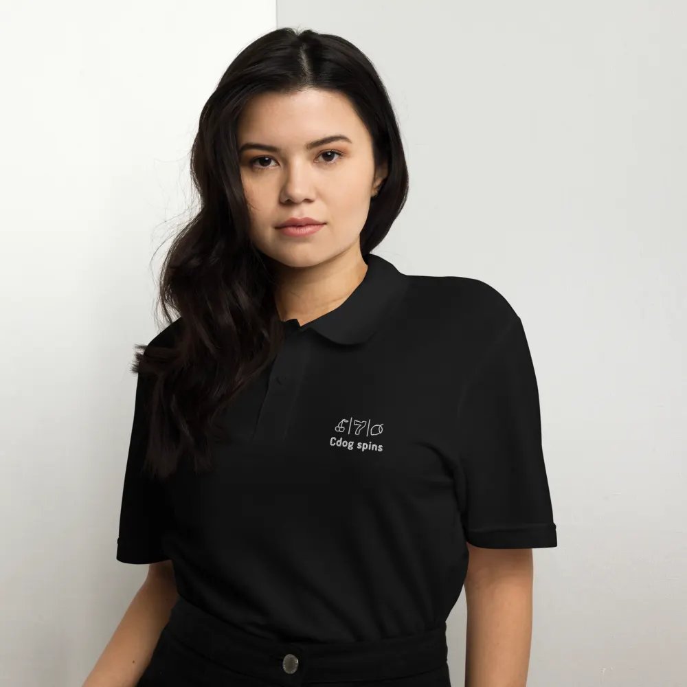 Cdog Spins Polo Unisex Black Full Logo product image (12)