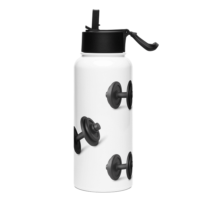 White Glossy Grip Stainless Steel Dumbbell Water Bottle product image (1)