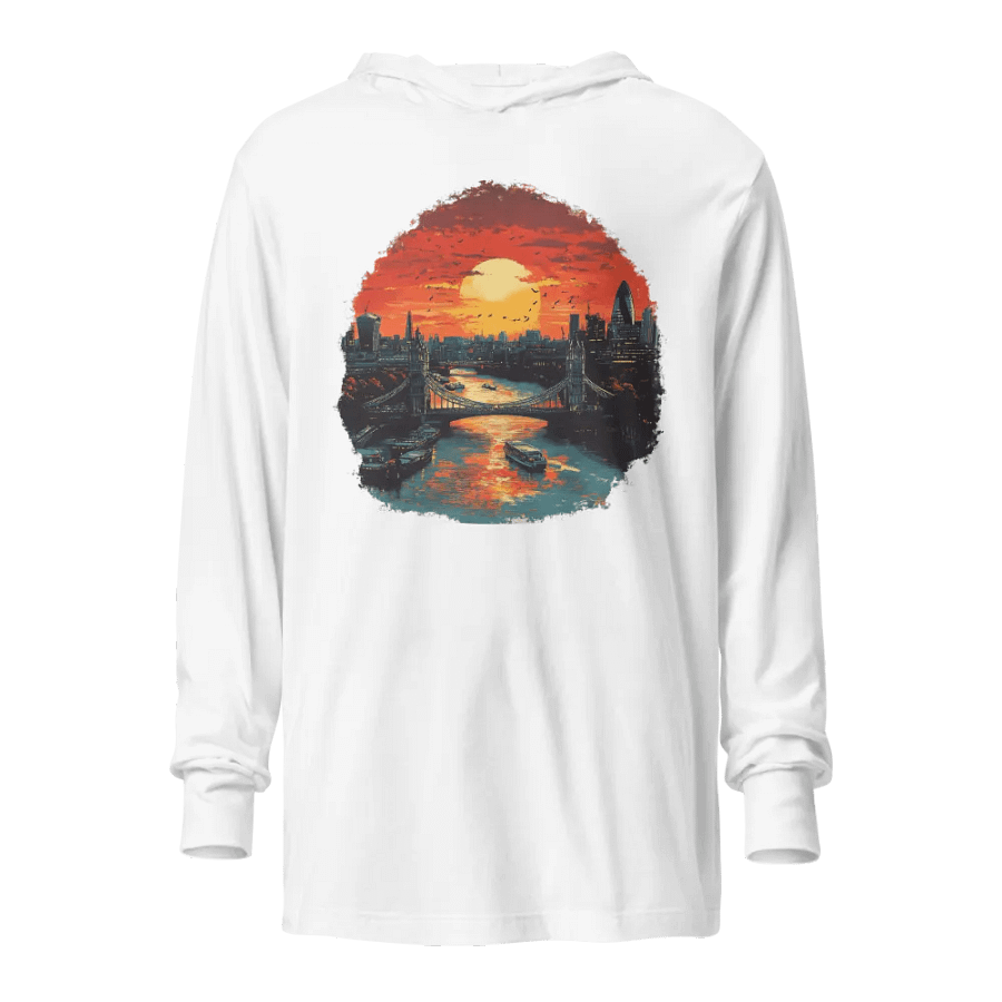 London Sunset Unisex Hooded Tee – Tower Bridge & City Lights product image (6)